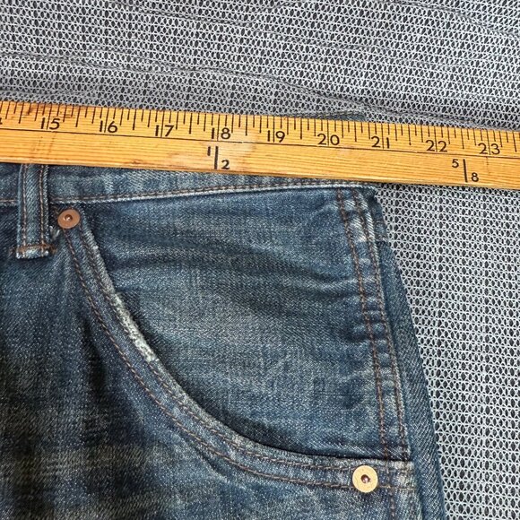 Martin + Osa Mens Size 40x32 BootCut Blue Jeans Distressed dirty denim look - Picture 5 of 9